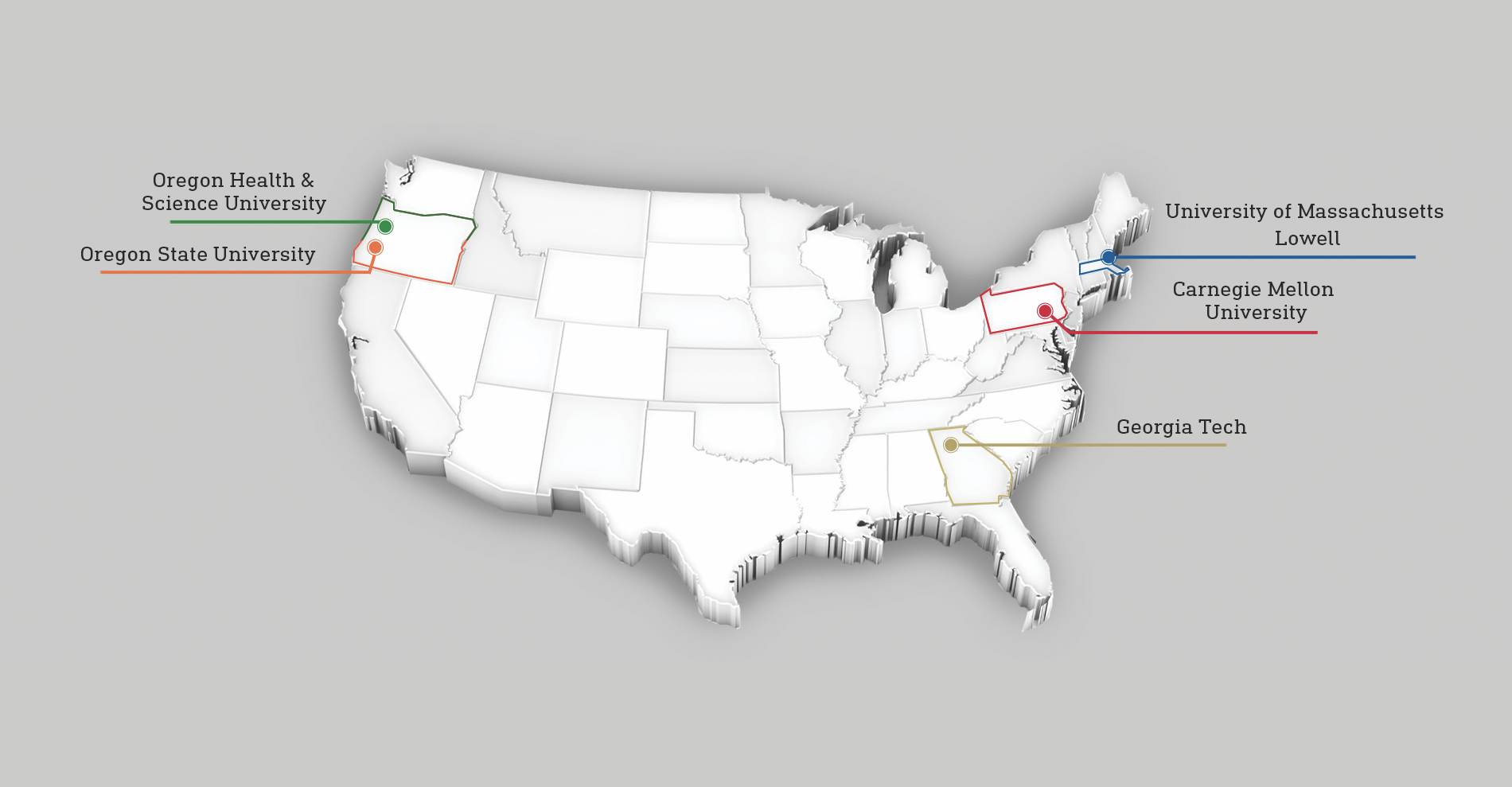 Map of institution locations